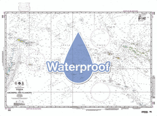Waterproof NGA Chart 606: Tonga to Archipel Des Tuamotu
