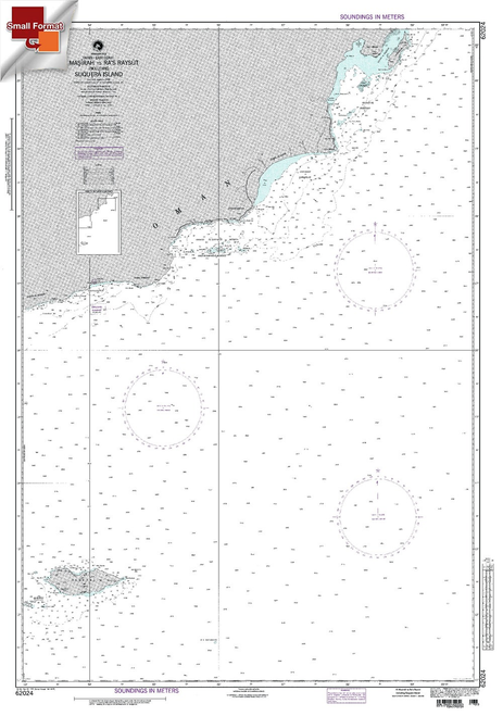 NGA Chart 62024: AlÃ¡MasirahÃ¡To Ra'SÃ¡RaysutÃ¡IncludingÃ¡SuqutraÃ¡Island, Approx. Size 21" x 30" (SMALL FORMAT WATERPROOF)