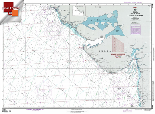 NGA Chart 63000: Karachi To Bombay [India], Approx. Size 21" x 29" (SMALL FORMAT WATERPROOF)