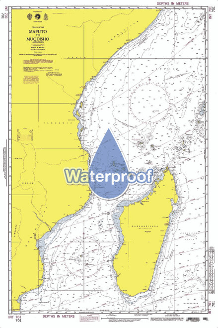 Waterproof NGA Chart 701: Maputo to Mogadiscio