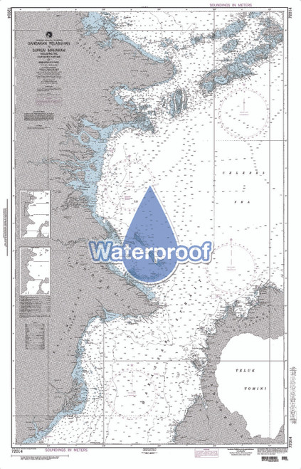 Waterproof NGA Chart 72014: Sandakan Pelabuhan to Sungai Mahakam