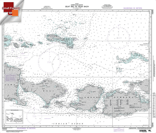 NGA Chart 72045: Selat Bali To Tembuk Saleh, Approx. Size 21" x 30" (SMALL FORMAT WATERPROOF)