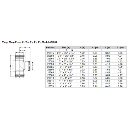 Viega MegaPress 4" Carbon Steel Tee w\/FKM - Triple Press Connection - Smart Connect Technology [26570]