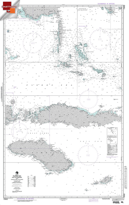 NGA Chart 73002: Flores Sea [And Nusa Tenggara] Indonesia, Approx. Size 21" x 32" (SMALL FORMAT WATERPROOF)