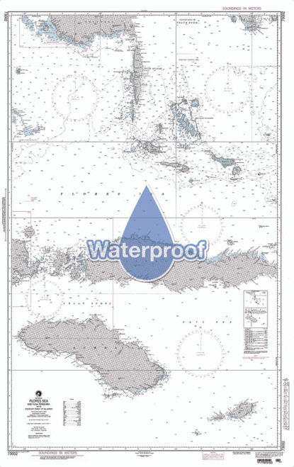 Waterproof NGA Chart 73002: Flores Sea [and Nusa Tenggara] Indonesia