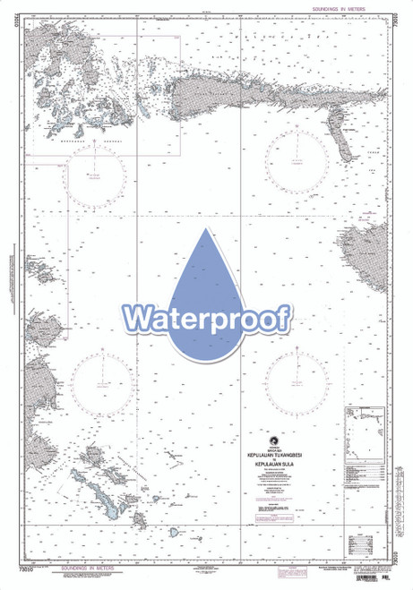 Waterproof NGA Chart 73010: Kepulauan Tukangbesi to Kepulauan Sula
