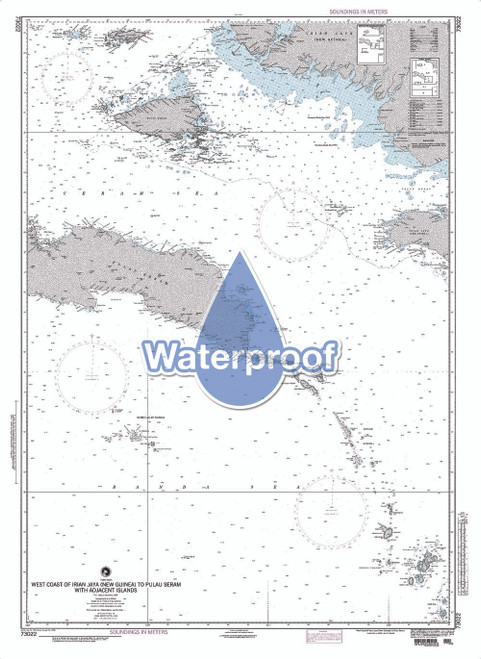 Waterproof NGA Chart 73022: West Coast of Irian Jaya (New Guinea) to Pulau Seram