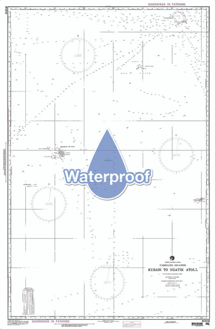 Waterproof NGA Chart 81016: Kusaie I to Ngatik Is [Caroline Islands]