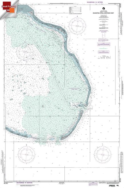 NGA Chart 81531: Enewetak Atoll-Eastern Part, Approx. Size 21" x 32" (SMALL FORMAT WATERPROOF)