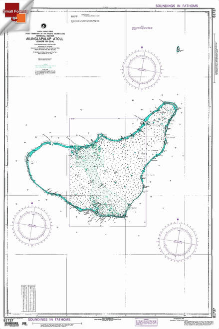 NGA Chart 81737: Ailinglapalap Atoll [Marshall Islands], Approx. Size 21" x 32" (SMALL FORMAT WATERPROOF)