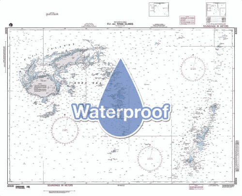 Waterproof NGA Chart 83500: Fiji & Tonga Islands So Pacific Ocean