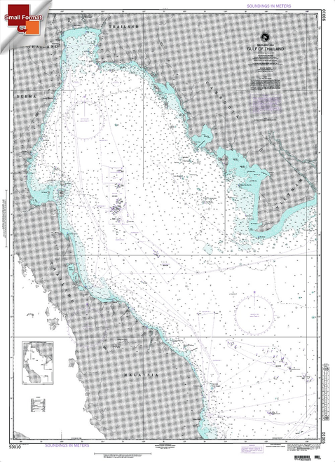 NGA Chart 93010: Gulf Of Thailand, Approx. Size 21" x 29" (SMALL FORMAT WATERPROOF)