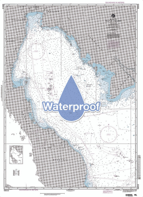 Waterproof NGA Chart 93010: Gulf of Thailand