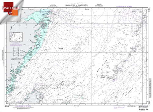 NGA Chart 94016: Miyako-RettoÃ¡To Tokara-Retto, Approx. Size 21" x 29" (SMALL FORMAT WATERPROOF)