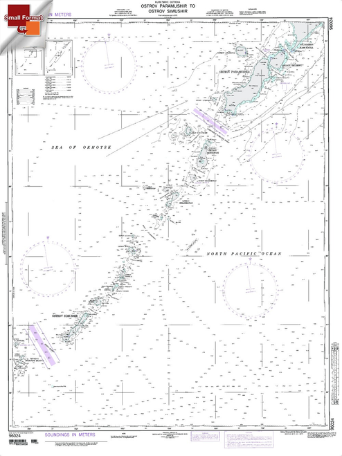 NGA Chart 96024: Ostrov Paramushir To Ostrov Simushir, Approx. Size 21" x 27" (SMALL FORMAT WATERPROOF)