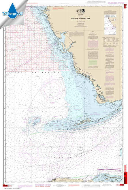 Waterproof NOAA Chart 1113A: Havana to Tampa Bay (Oil and Gas Leasing Areas)