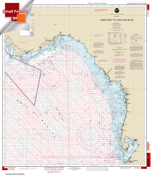 Small Format NOAA Chart 1114A: Tampa Bay to Cape San Blas (Oil and Gas Leasing Areas)