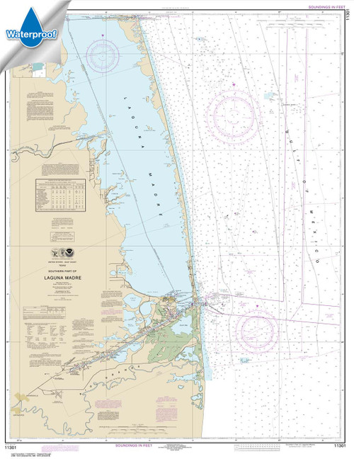 Waterproof NOAA Chart 11301: Southern part of Laguna Madre
