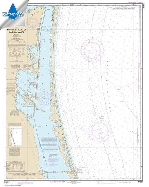 Waterproof HISTORICAL NOAA Chart 11304: Northern part of Laguna Madre
