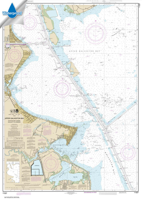 Waterproof HISTORICAL NOAA Chart 11327: Upper Galveston Bay-Houston Ship Channel-Dollar Pt. to Atkinson