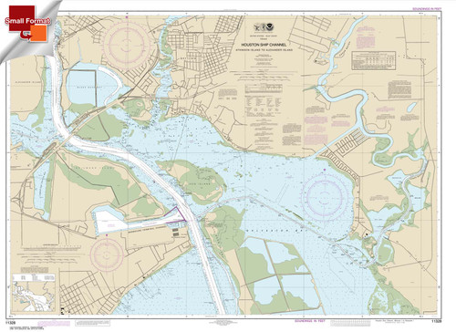 Small Format NOAA Chart 11328: Houston Ship Channel Atkinson Island to Alexander Island