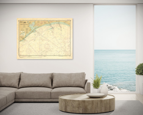 ANTIQUED NOAA Chart 11330: Mermentau River to Freeport