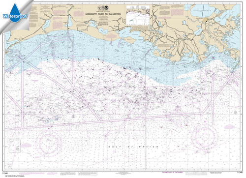 Waterproof NOAA Chart 11340: Mississippi River to Galveston