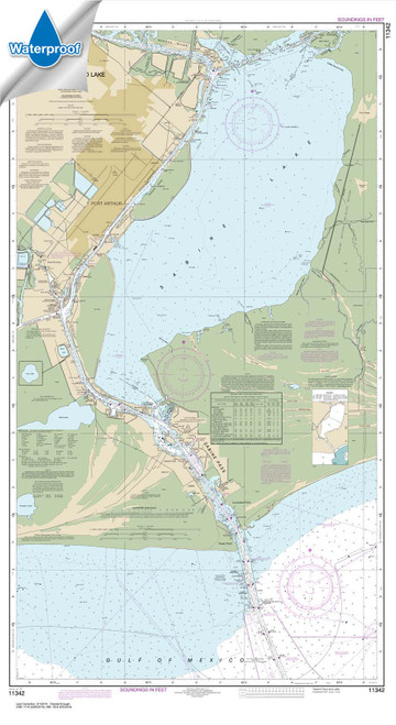Waterproof HISTORICAL NOAA Chart 11342: Sabine Pass and Lake
