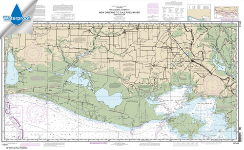 Waterproof NOAA Chart 11345: Intracoastal Waterway New Orleans to Calcasieu River West Section