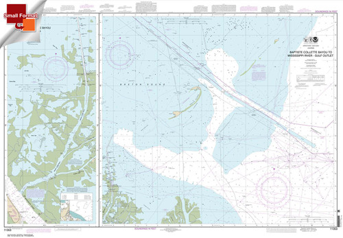Small Format HISTORICAL NOAA Chart 11353: Baptiste Collette Bayou to Mississippi River Gulf Outlet;Baptiste Collette Bayou Extension
