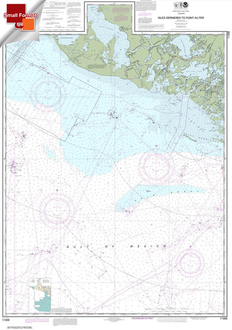 Small Format HISTORICAL NOAA Chart 11356: Isles Dernieres to Point au Fer