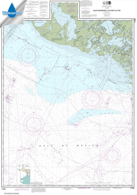 Waterproof HISTORICAL NOAA Chart 11356: Isles Dernieres to Point au Fer