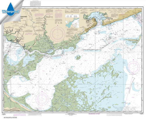 Waterproof HISTORICAL NOAA Chart 11371: Lake Borgne and approaches Cat Island to Point aux Herbes