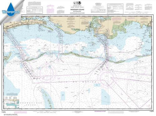Waterproof NOAA Chart 11373: Mississippi Sound and approaches Dauphin Island to Cat Island
