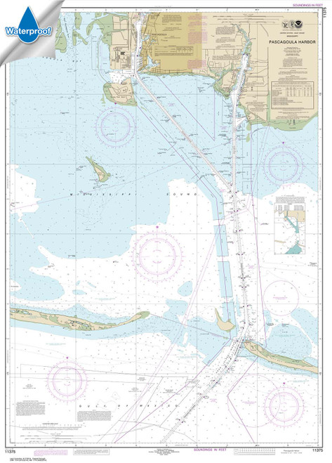 Waterproof NOAA Chart 11375: Pascagoula Harbor