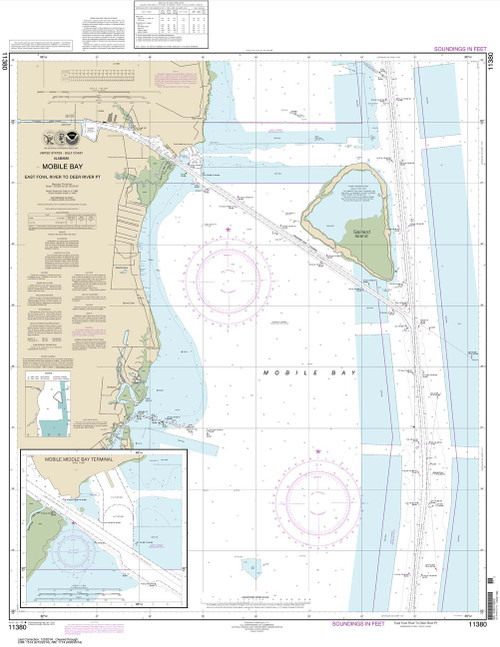 HISTORICAL NOAA Chart 11380: Mobile Bay East Fowl River to Deer River Pt; Mobile Middle Bay Terminal