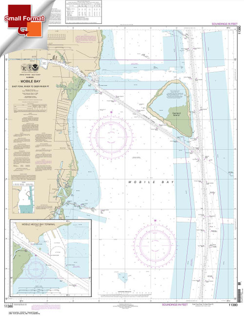 Small Format HISTORICAL NOAA Chart 11380: Mobile Bay East Fowl River to Deer River Pt; Mobile Middle Bay Terminal