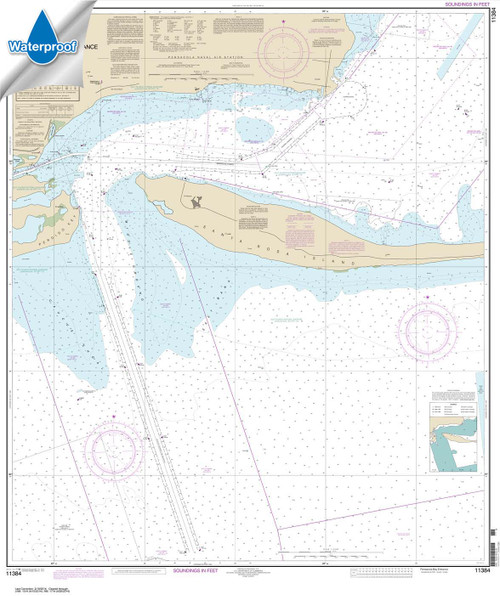 Waterproof HISTORICAL NOAA Chart 11384: Pensacola Bay Entrance