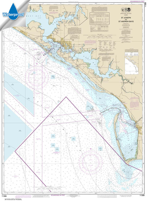 Waterproof NOAA Chart 11389: St Joseph and St Andrew Bays
