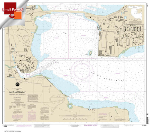 Small Format NOAA Chart 11392: St. Andrew Bay - Bear Point to Sulpher Point