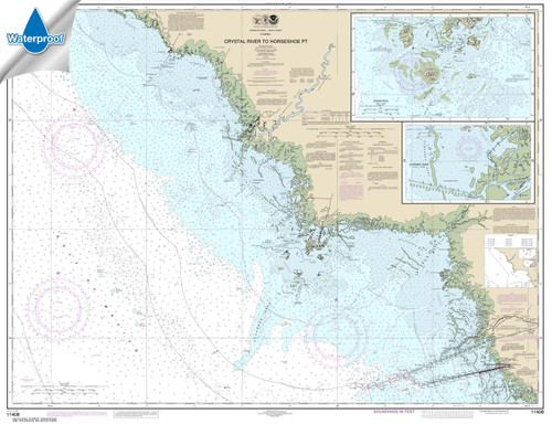 HISTORICAL WATERPROOF NOAA Chart 11408: Crystal River to Horseshoe Point;Suwannee River;Cedar Keys