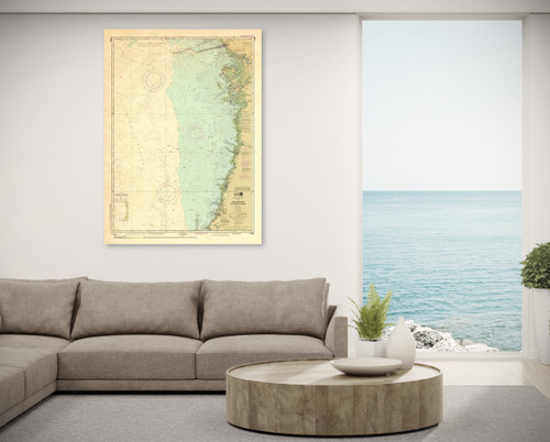 ANTIQUED NOAA Chart 11409: Anclote Keys to Crystal River