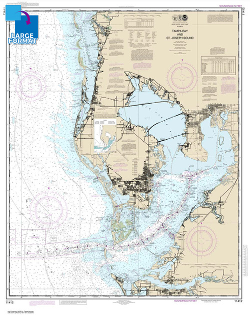 Large Format NOAA Chart 11412: Tampa Bay and St. Joseph Sound