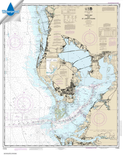 Waterproof NOAA Chart 11412: Tampa Bay and St. Joseph Sound