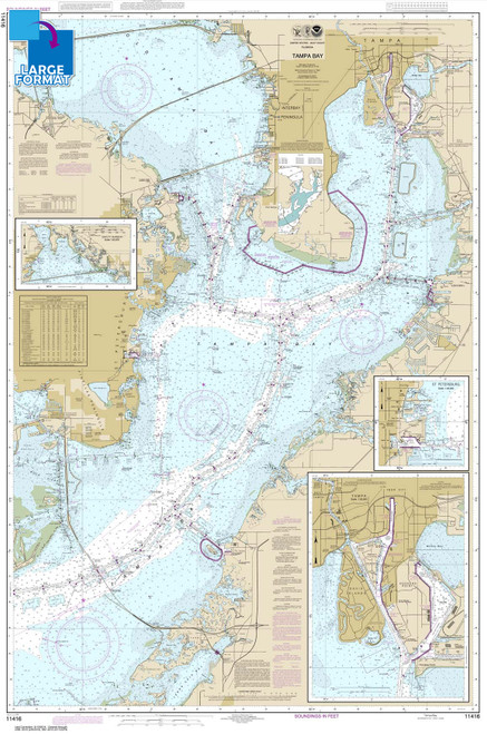 Large Format NOAA Chart 11416: Tampa Bay;Safety Harbor;St. Petersburg;Tampa