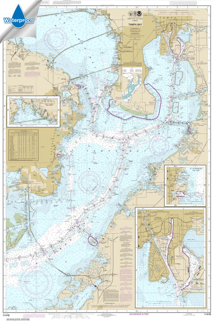 Waterproof NOAA Chart 11416: Tampa Bay;Safety Harbor;St. Petersburg;Tampa
