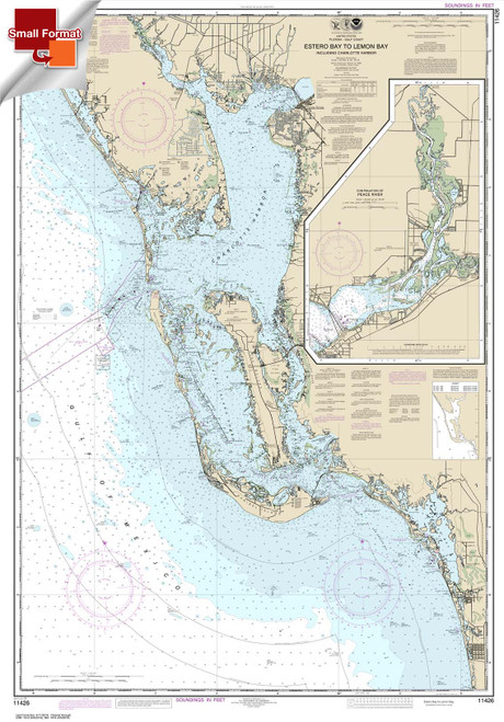 Small Format NOAA Chart 11426: Estero Bay to Lemon Bay: including Charlotte Harbor;Continuation of Peace River