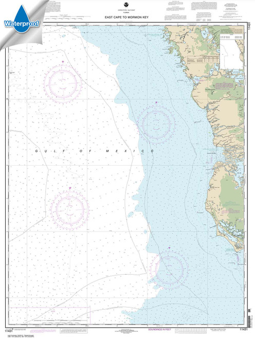 HISTORICAL WATERPROOF NOAA Chart 11431: East Cape to Mormon Key