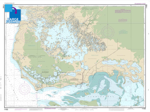 Large Format NOAA Chart 11433: Everglades National Park Whitewater Bay