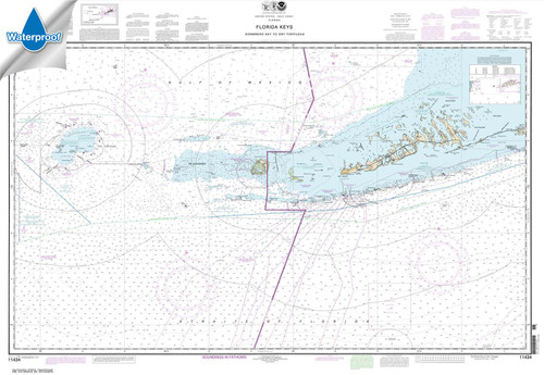 HISTORICAL WATERPROOF NOAA Chart 11434: Florida Keys Sombrero Key to Dry Tortugas